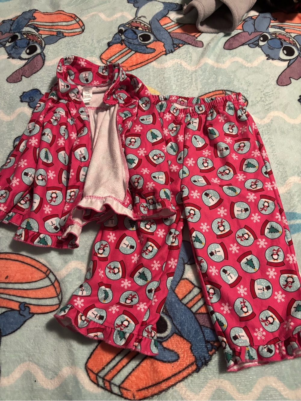 George Pink Snowman Print Cotton Pajama Set